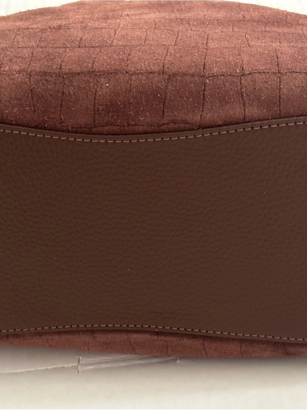 kate spade New York Brown Dumpling Croc Suede Top-Handle Satchel Bag - Picture 8 of 12